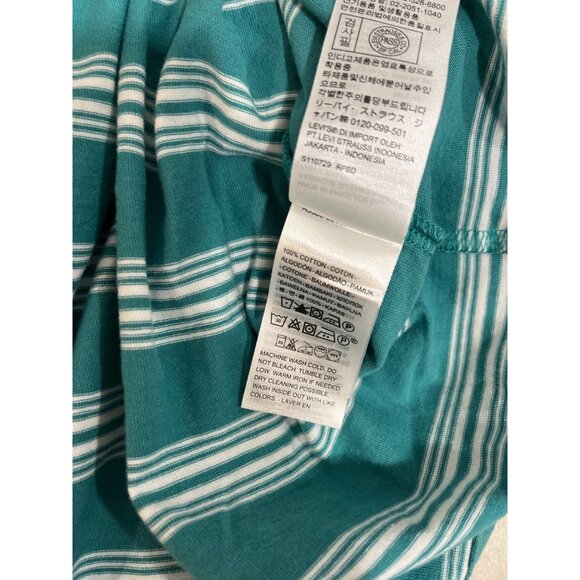 Levi’s Mens Red Tag Striped Relaxed T-shirt Shirt White Teal Medium NEW - Picture 8 of 8